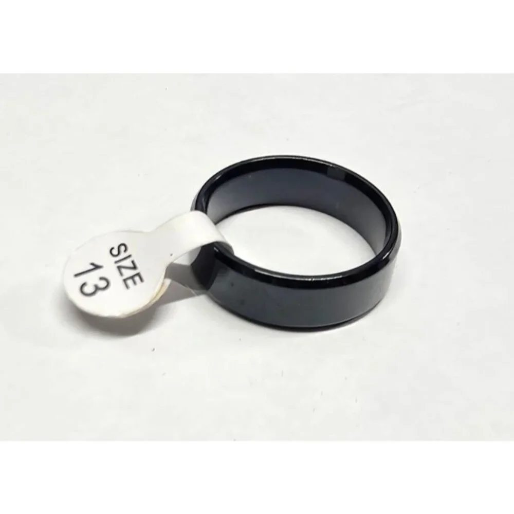 New w Tag Big Mens Black Band Ring Size 14 Sleek Thumb Polished‎ Wedding Shiny